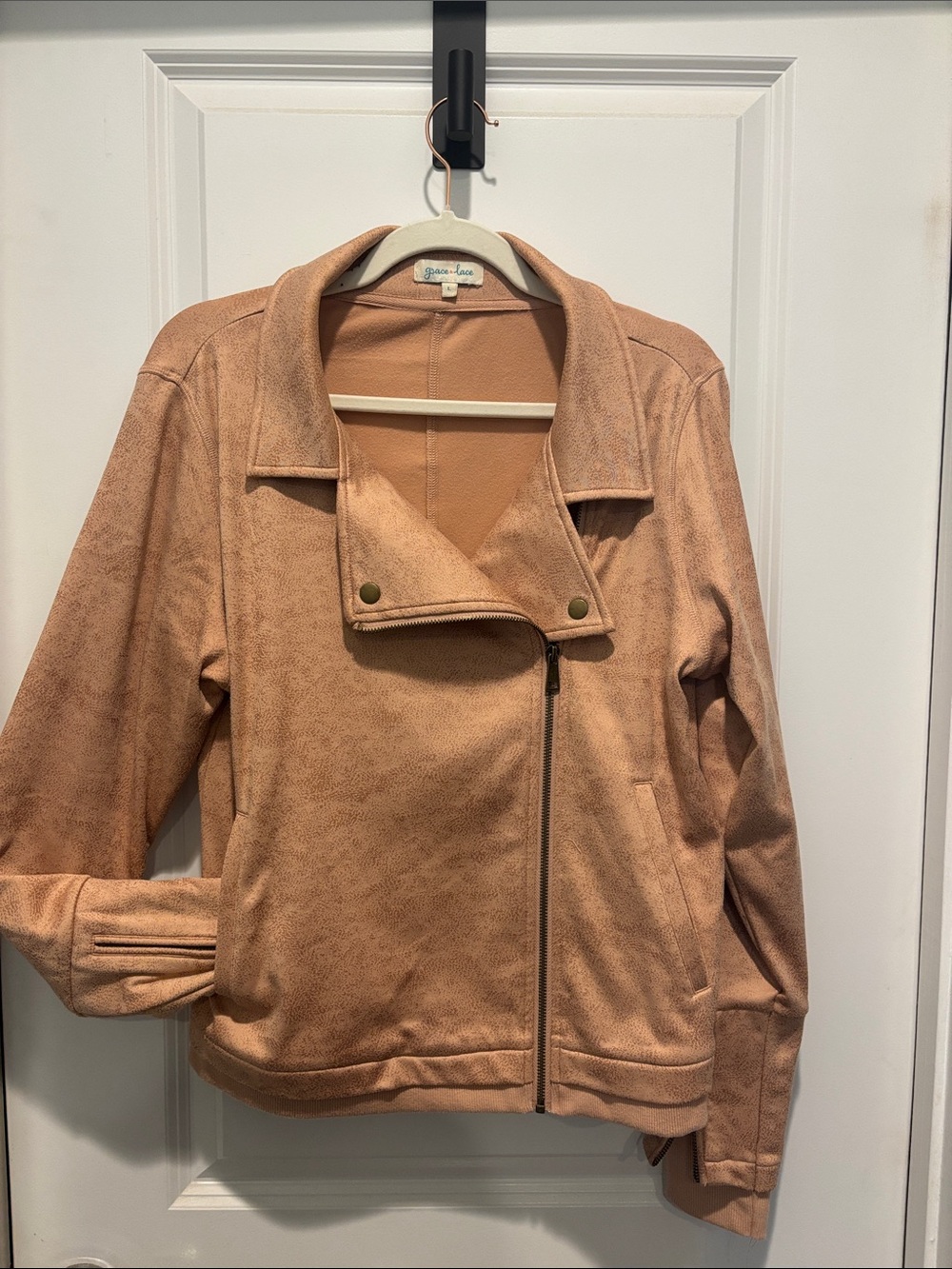 Women's Blush Suede Moto Jacket